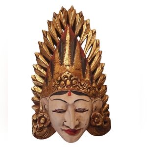 Antique Original Hand Carved and Painted Wooden Wall Mask